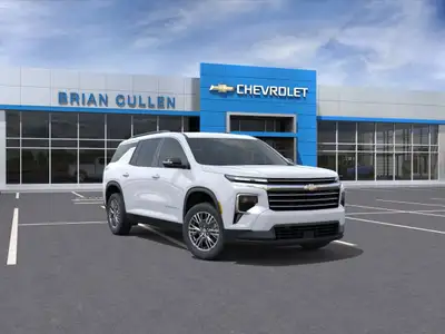 The 2025 Chevrolet Traverse LT AWD, presented in a pristine white finish, offers an all-wheel drive...