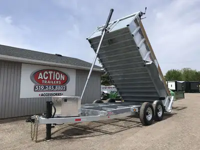 ACTION SERIES 7' X 14' DUMP TRAILER WITH 7 TON GVWR, WOOD EXTENSIONS AND TARP KIT! Handcrafted with...