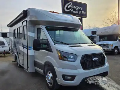Coachmen Cross Trail EV Class C gas motorhome 20BH highlights: Two 52in.in. sofas Cabover TV Inducti...