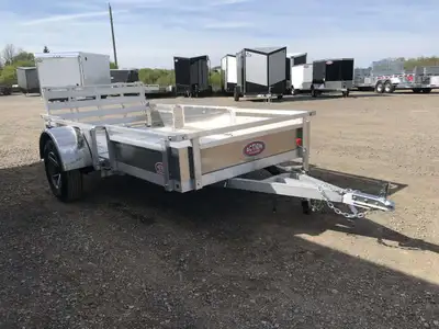 HOMEOWNERS SPACE-SAVER SERIES 5 X 10 ALUMINUM UTILITY TRAILER WITH SOLID ALUMINUM SIDES AND REMOVABL...