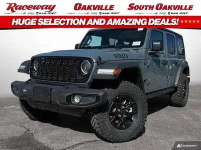 2025 JEEP WRANGLER 4-DOOR WILLYS 4X4 Anvil Exterior Paint Cloth Low Back Bucket Seats 2L Turbocharge...