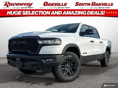 2025 RAM 1500 SPORT/REBEL Bright White Exterior Black Luxury Leather Interior 3L I-6 Hurricane Engin...
