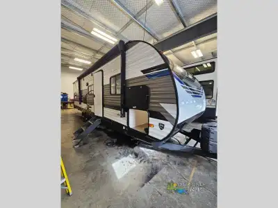 Heartland Pioneer travel trailer QB 300 highlights: Front Private Bedroom Rear Bunkhouse U-Shaped Di...