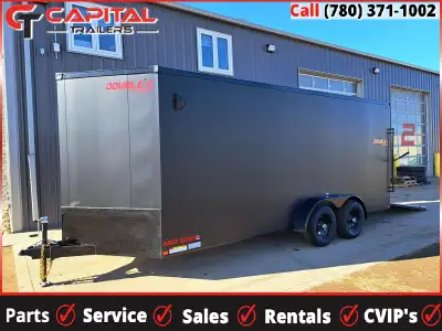 Specs: Matte Black WITH BLACKOUT PACKAGE 2025 Double A Ruger Series 7' X 18' Enclosed Cargo Trailer...
