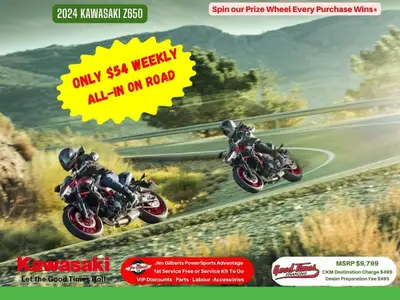 Only $54 Weekly, All-in On the RoadUnleash Your Ride with the 2024 Kawasaki Z650 ENERGIZE: Power and...