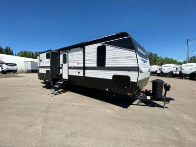 Keystone Hideout travel trailer 30BHKSWE highlights: Private Bunkhouse Kitchen Island Outdoor Kitche...