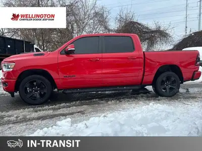 Recent Arrival! Flame Red Clearcoat 2022 Ram 1500 Sport 4WD 8-Speed Automatic HEMI 5.7L V8 VVT Come...