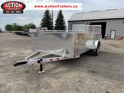 ACTION SERIES 6 X 14 ALL ALUMINUM UTILITY TRAILERS WITH 12" HIGHER SOLID ALUMINUM SIDES AND TOP TIE...