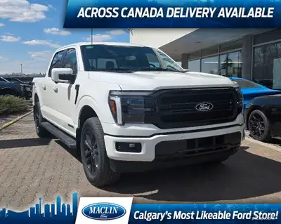 This brand new STAR WHITE METALLIC 2025 FORD F-150 LARIAT is powered by a 3.5L POWERBOOST HYBRID ENG...