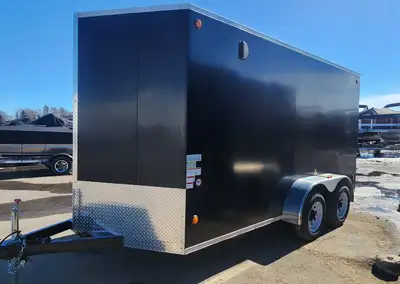 7 ft. wide x 14 ft. long body plus 2 ft. V-nose x 78" rear door height (83" interior height), 2 of 3...