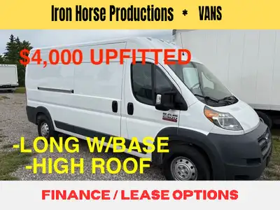 CAN FINANCE or LEASE, 2017 $4.000 UPFITTED RAM PROMASTER HIGH ROOF LONG WHEELBASE 3500 Cargo Van, Fr...