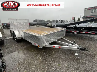 ACTION SERIES 80" X 16' HD ALL ALUMINUM UTILITY TRAILERS WITH SOLID ALUMINUM SIDES AND TOP TIE DOWN...