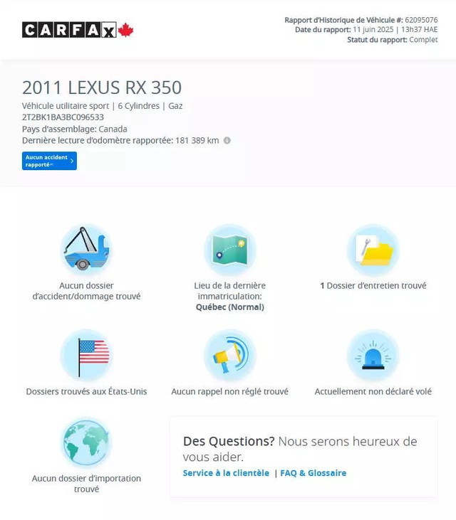 2011 LEXUS RX AWD/CUIR/TOIT/NAVI/CAMERA/BLTH/AC/MAGS/AUCUN ACCID in Cars & Trucks in City of Montréal - Image 2