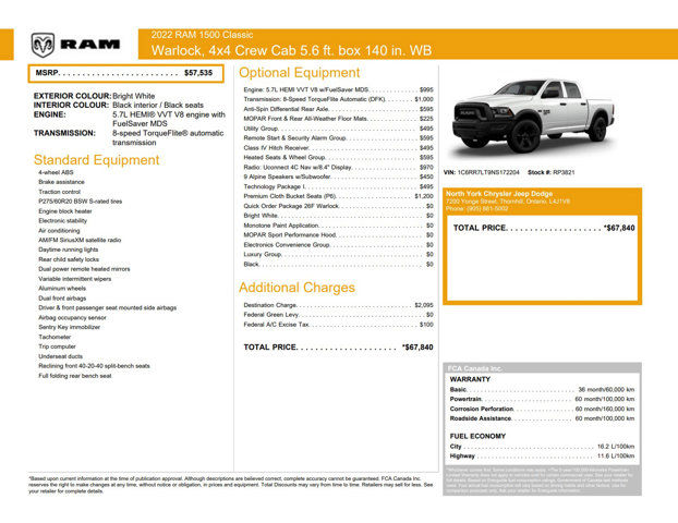 2022 RAM 1500 Classic Warlock 4x4 Crew Cab 5'7 Box Heated Seats