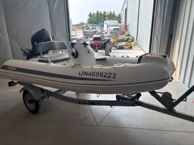 2015 GRAND G340 INFLATABLE BOAT WITH TRAILER STOCK #A110962 30HP MOTOR MULT-CHAMBER INFLATABLE TUBE...