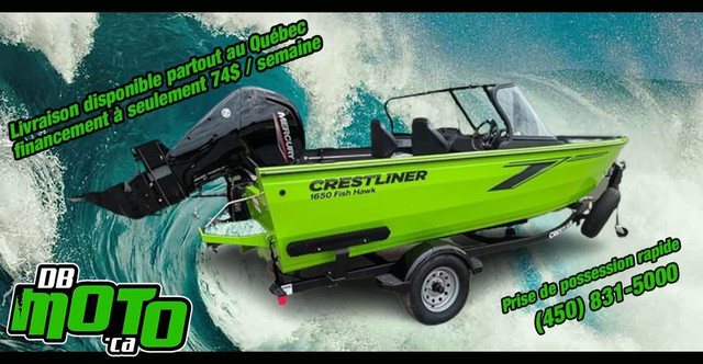 2023 Crestliner FISH HAWK 1650 WT ** aucun frais cache ** in Powerboats & Motorboats in Lanaudière