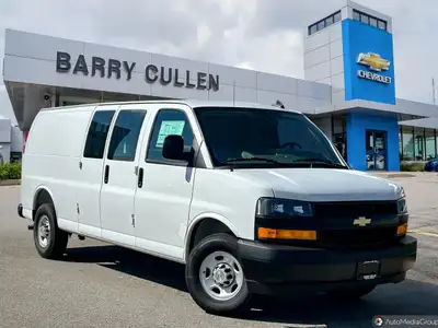 The 2025 Chevrolet Express Cargo Van 2500 Extended Wheelbase Rear-Wheel Drive in classic white is bu...