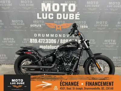 Harley-Davidson FXBB Street Bob 2018 SEULEMENT 15 232 KM MOTO CANADIENNE ALARME GUIDON SURÉLEVÉ ÉCHA...