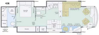 Journey Class A Diesel Coach by Winnebago w/1-1/2 Baths, Rear Full Bath w/Big Shower, Vanity w/Sink,...