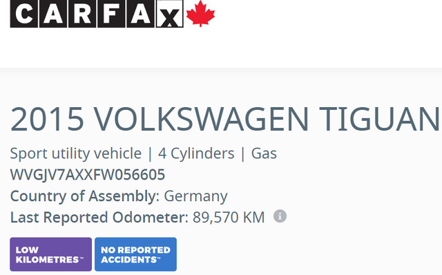 2015 Volkswagen Tiguan AWD COMFORTLINE/ONE OWNER/90100 KMS/CERTI in Cars & Trucks in Calgary - Image 2
