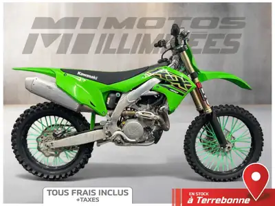 KAWASAKI KX450F 2021 Vert 1 km au compteur. Motos Illimitées Terrebonne. Prix de vente inclus les fr...