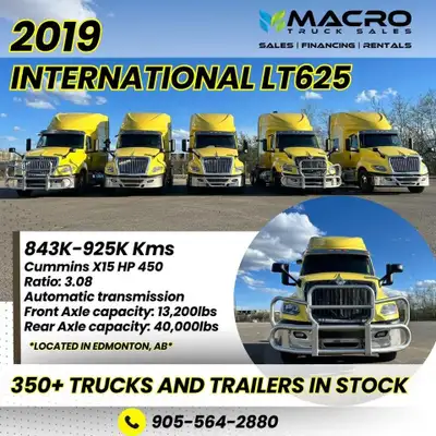 Welcome to Macro Truck Sales! 2019 INTERNATIONAL LT625!! LOCATED IN EDMONTON AB* 843K-925K Kms Cummi...
