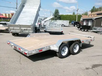 REMORQUE PLATE-FORME NEUVE ALUMINIUM 79" X 16' 2 ESSIEUX SUSPENSION HD A GLISSIERE FREIN ELECTRIQUE...