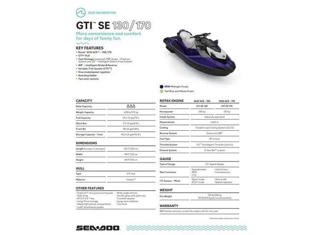 2025 Sea-Doo GTI SE 170 AUDIO in Personal Watercraft in Winnipeg - Image 3