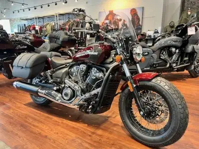 Feature packed mid-size Bagger! 2025 Indian Motorcycle® Super Scout® Maroon Metallic with Graphics F...