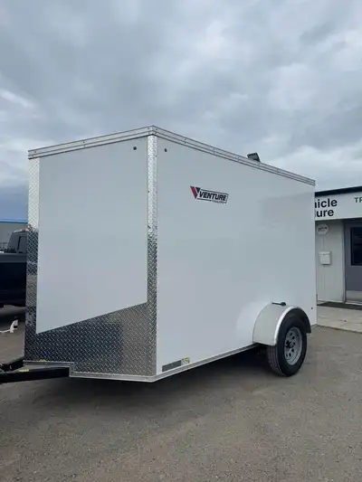 New 2025 6x10 ENCLOSED TRAILER -One in stock, Stock# 8900 -10' + v-nose -6'6" Interior height -side...