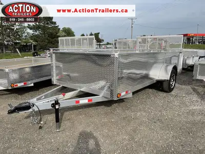 ACTION SERIES 6 X 14 ALL ALUMINUM UTILITY TRAILERS WITH 12" HIGHER SOLID ALUMINUM SIDES AND TOP TIE...