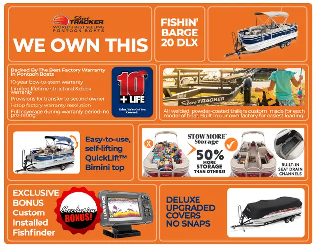 2025 Sun Tracker Fishin' Barge 20 DLX, pontoon boat in Powerboats & Motorboats in Vernon - Image 12