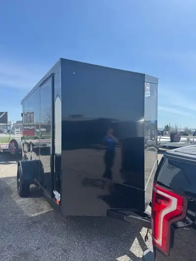 New 2025 6x12 Enclosed Trailer with rear spoiler -One in stock, Stock#2468 -Rear Ramp -Blackout Pack...
