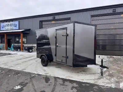 Grand River Trailer Sales Aluminum cargo trailer 6x12+Vee Blackout Package, 6.6FT interior height, R...