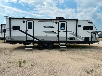 Jayco Jay Feather travel trailer 26FK highlights: Queen Bed Slide Out Front Kitchen Exterior LP Quic...