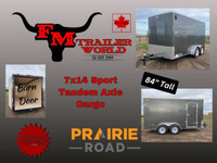 2024 Prairie Road 7x14 Sport Cargo Trailer Tandem Charcoal Barn 