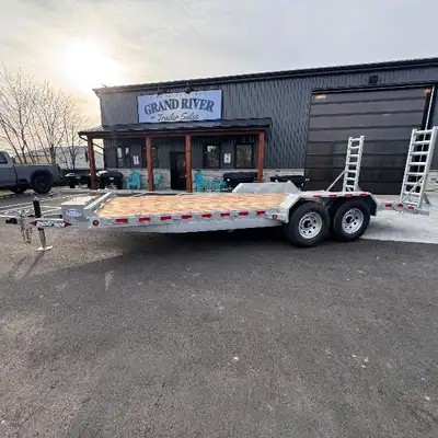 Grand River Trailer Sales cargo trailer Galvanized cargo trailer 18+2 FT Dovetail 7TON Equipment Flo...