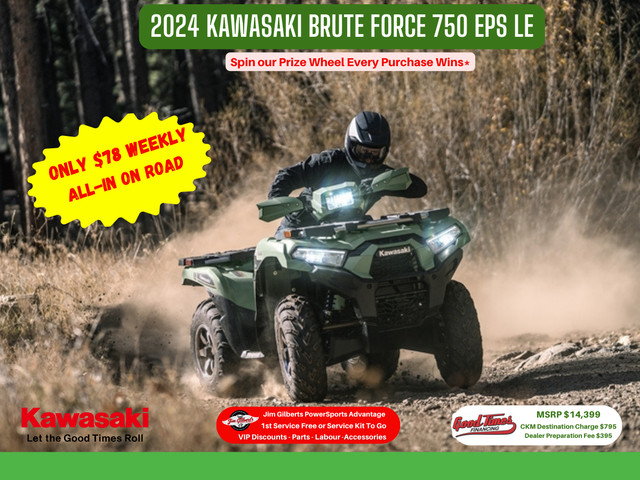 2024 KAWASAKI BRUTE FORCE 750 EPS LE - Only $78 Weekly in ATVs in Fredericton