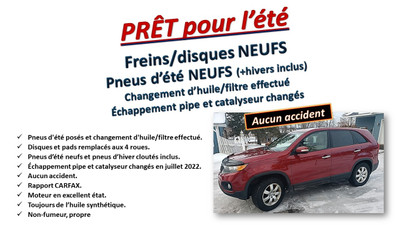 2012 Kia Sorento LX -Prêt pour l'été-Freins NEUFS, 8 pneus(Été neuf),Catalyseur neuf/échappement-V4 