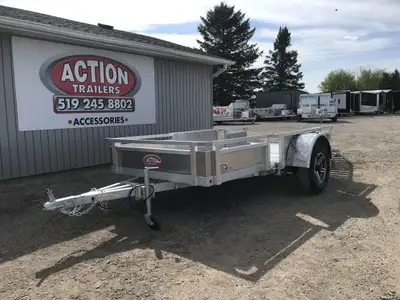 HOMEOWNERS SPACE-SAVER SERIES 5 X 10 ALUMINUM UTILITY TRAILER WITH SOLID ALUMINUM SIDES AND REMOVABL...