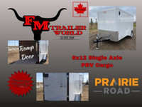 2023 Prairie Road 6x12 Cargo Trailer Single Axle White Ramp Door