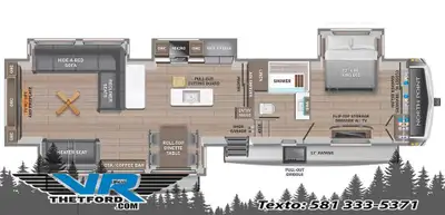 VR Thetford 2025 JAYCO North Point 381CKRE Contactez nos conseillers par téléphone courriel ou texto...