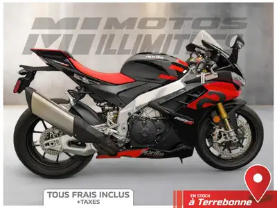 APRILIA RSV4 1100 FACTORY 2022 Noir et Rouge 341 km au compteur. Motos Illimitées Terrebonne. Prix d...
