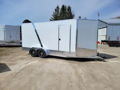White 7x16' V-Nose enclosed cargo trailer SPRING INVENTORY CLEARANCE 10 UNITS TO CHOOSE FROM. $12,29...
