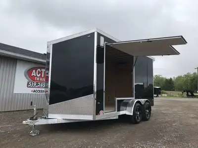 LEGACY SERIES ALL ALUMINUM FRAME 7' X 14' TANDEM AXLE CARGO W/ 12in. EXTRA HEIGHT, RAMP DOOR AND POL...