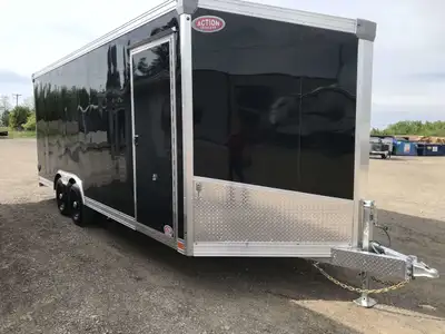8.5' X 20' IDEAL CARGO GALVANIZED ENCLOSED CARGO/ AUTO HAULER WITH REAR RAMP DOOR AND 6in. EXTRA HEI...