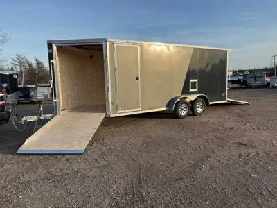 Brad 9 0 2 6 2 3 0 9 5 5 FINANCING AVAILABLE -7 x 18 Full Aluminum Inline snowmobile trailer 18' plu...