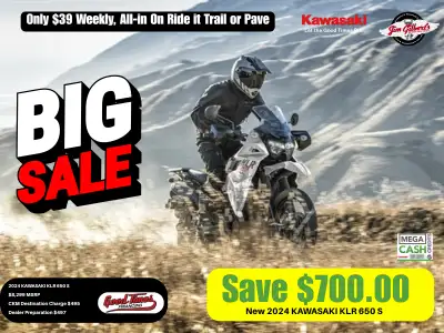 Save $700.00Now with $500.00 Kawasaki Mega Cash Credit + Our $200.00 In House Discount, Don’t miss o...