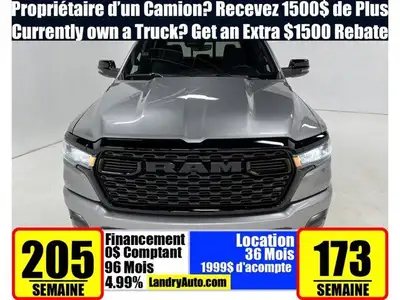 1500 Big Horn 4x4 Édition Nuit l-6 3.0L Hurricaine Bi-Turbo Cabine D'Équipe Ensemble Niveau 2 Contrô...