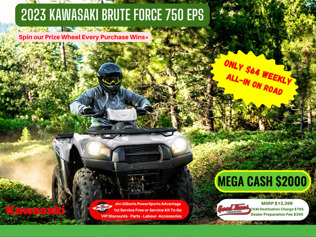 2023 KAWASAKI BRUTE FORCE 750 EPS - Only $64 Weekly all in in ATVs in Fredericton